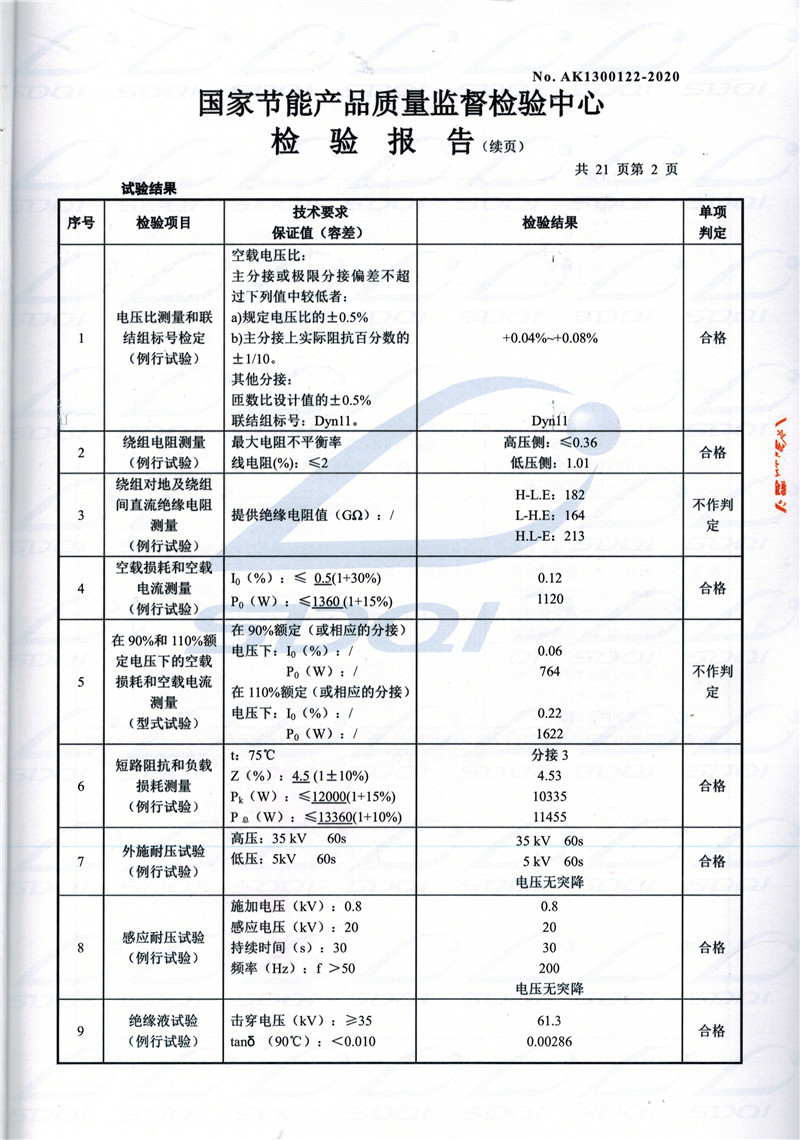 高低压试验报告-S11-1250沙雅沙雅沙雅油浸式变压器-2.jpg